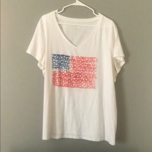 Painted American Flag V Neck Shirt